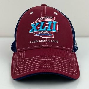 Reebok NFL Super Bowl XLII 42 2008 Burgundy & Navy Blue Fitted Hat OSFA